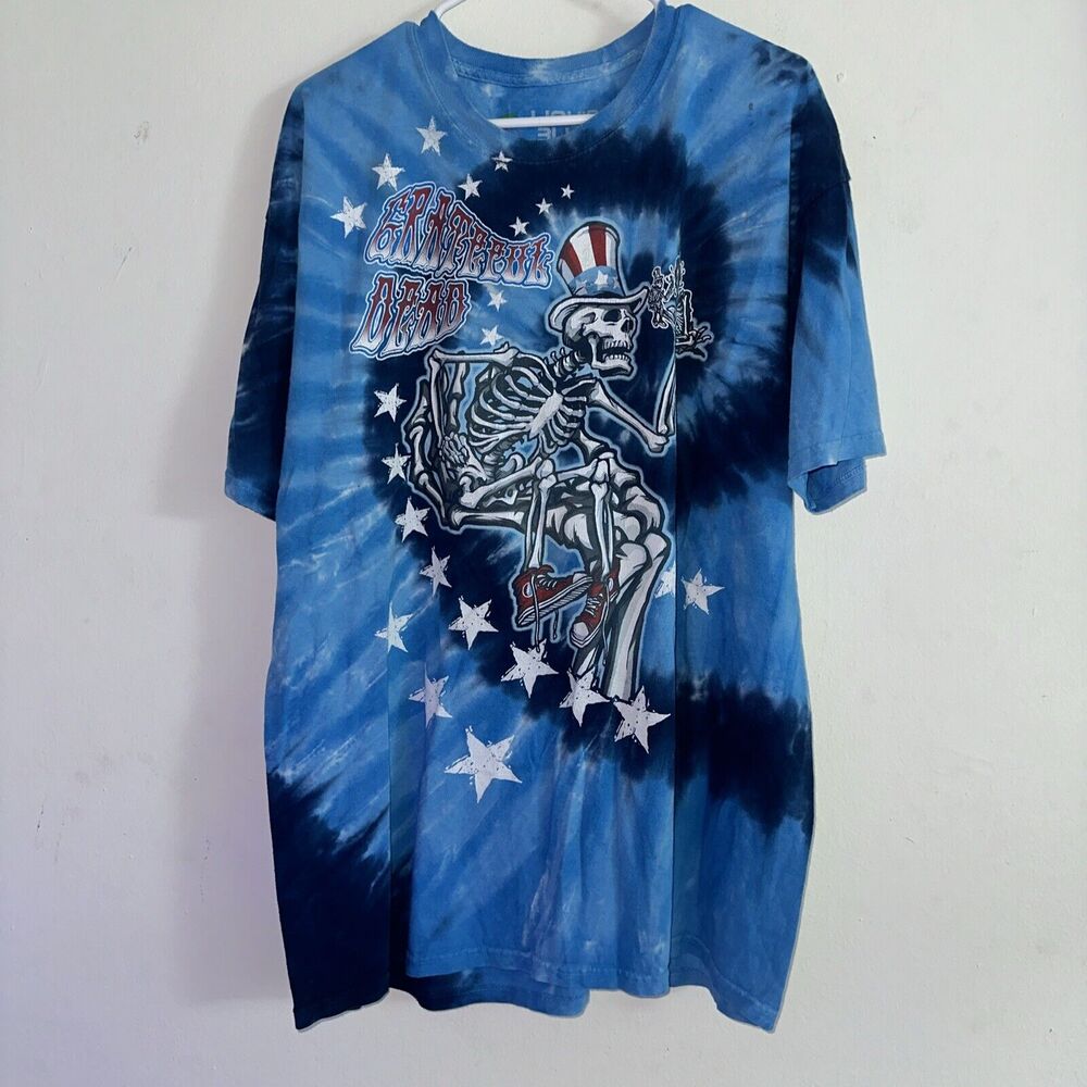 Vtg Grateful Dead T-Shirt Uncle Sam I Am Mens XL Liquid Blue Gray Tag Tie Dye